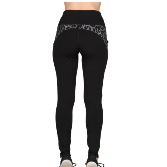 Women's Shiny Silver Printed Sporty High Rise Athletic Leggings - Picture 4 of 7